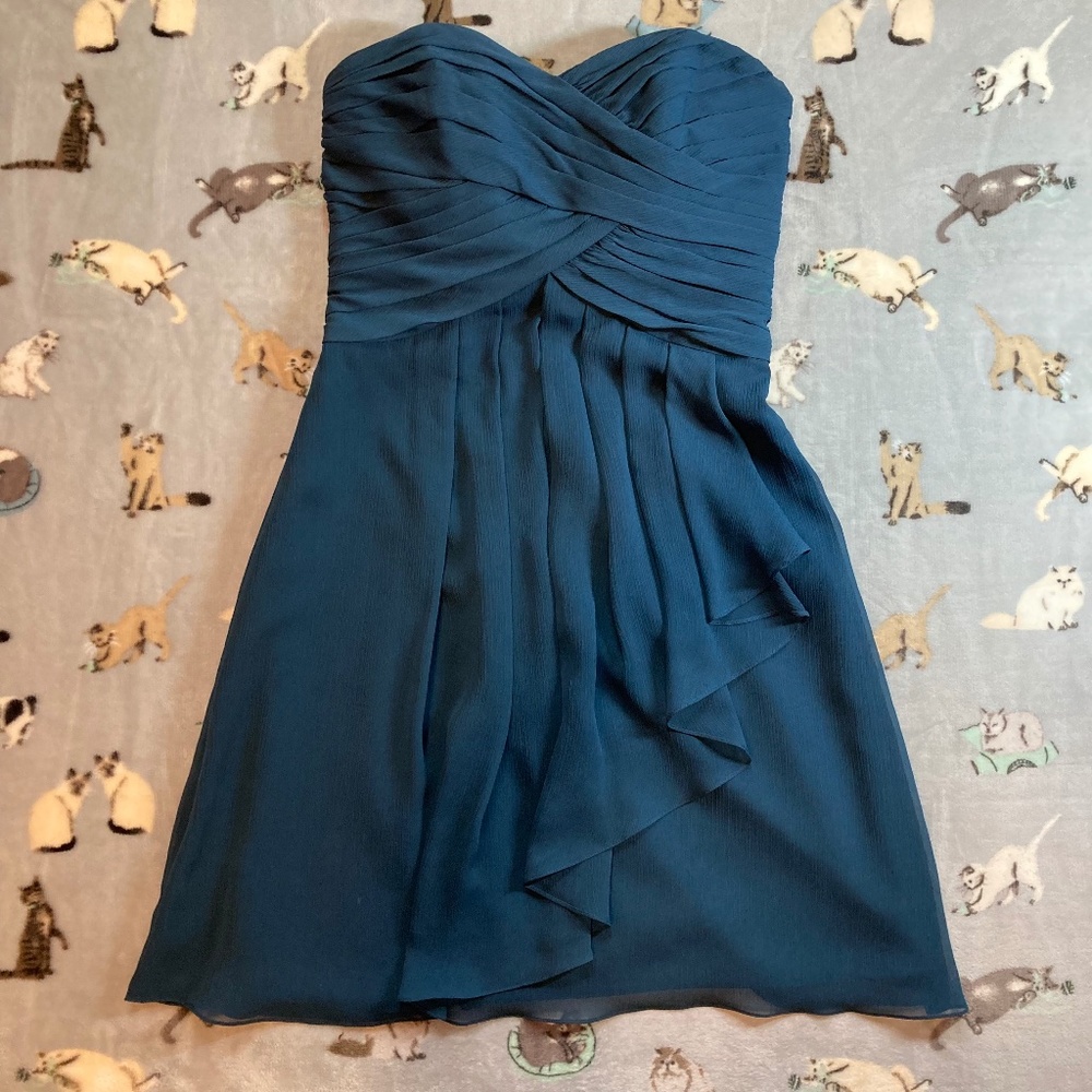 NWT David’s Bridal Teal Mini Dress Women’s 4 Short Bridesmaid Formal Cocktail